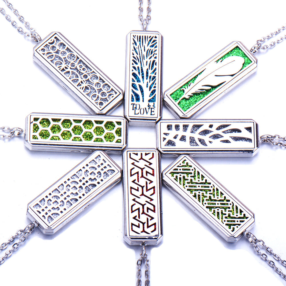 Stainless Steel Rectangular Essential Oil Open Long Necklaces