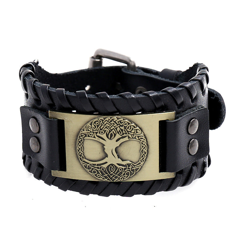 Men's Totem Lucky Tree Cattle Leather Vintage Bracelets