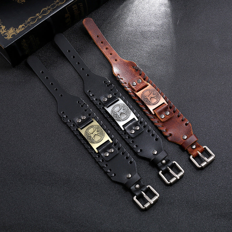Men's Totem Lucky Tree Cattle Leather Vintage Bracelets
