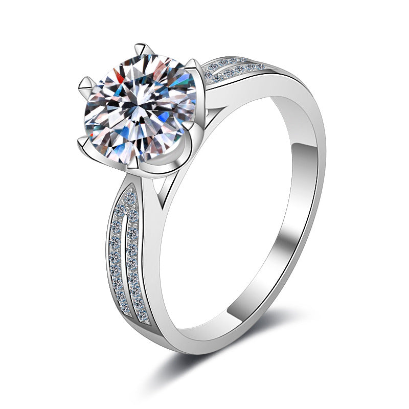 Sier 2 Karat Moissanite Six Claw Rings