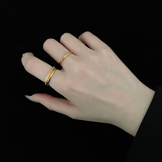 Steel Gold Small Simple Cold Style Rings