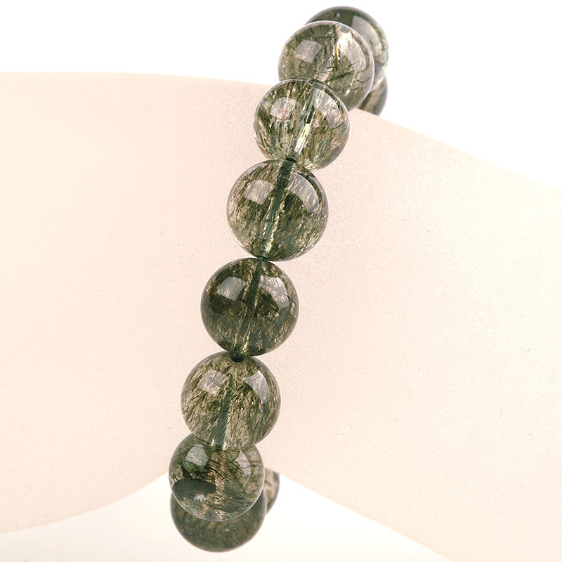 Natural Tourmaline Hair Emerald Green Crystal Transparent Bracelets