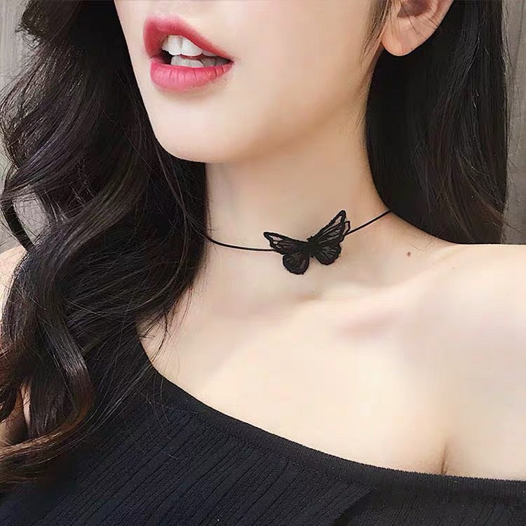 Female Butterfly Clavicle Chain Sweet Tulle Necklaces