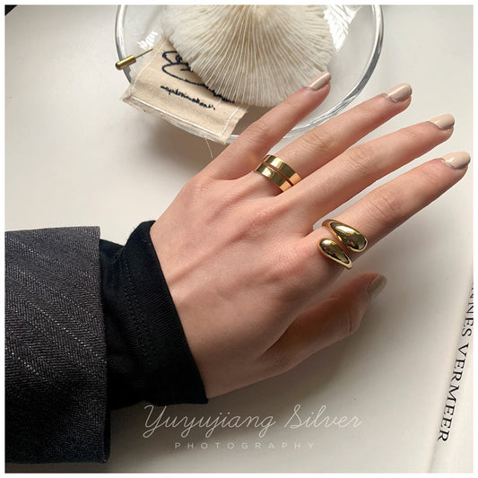 Sier Fashion Metal Simple Cold Style Spiral Rings