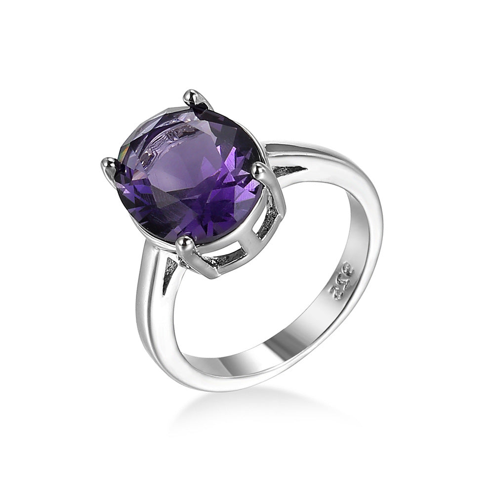 Purple Zircon Fashion Exquisite Small Inlaid Diamond Ring