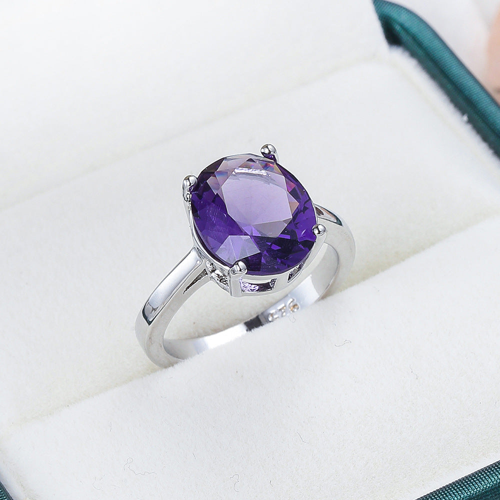 Purple Zircon Fashion Exquisite Small Inlaid Diamond Ring