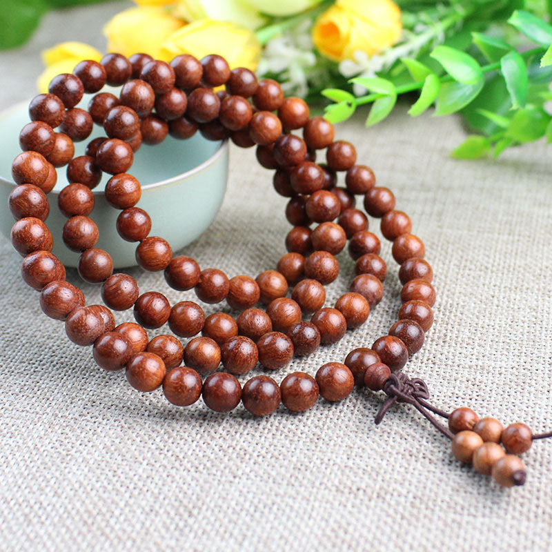 Rosewood Buddha Beads Rosary Pterocarpus Yellow Bracelet