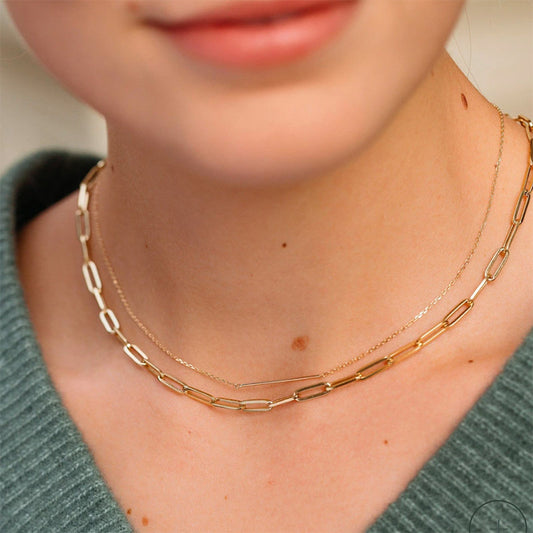 Women's Titanium Steel Gold-plated Square Chain Twisted Necklaces