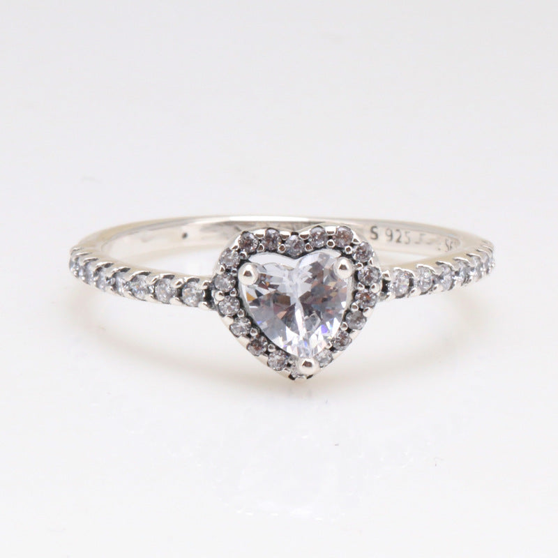 Women's Plated Noble Heart Female Heart-shaped Diamond Rings