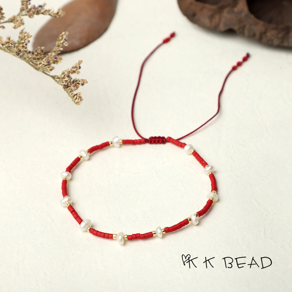 Women's Bead Hand-woven Freshwater Pearl Bohemian Beads Bracelets