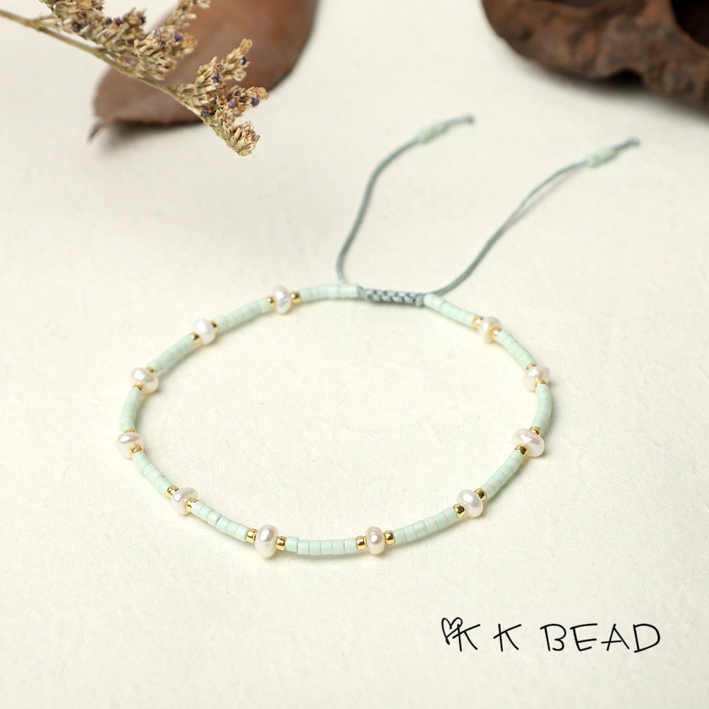 Women's Bead Hand-woven Freshwater Pearl Bohemian Beads Bracelets