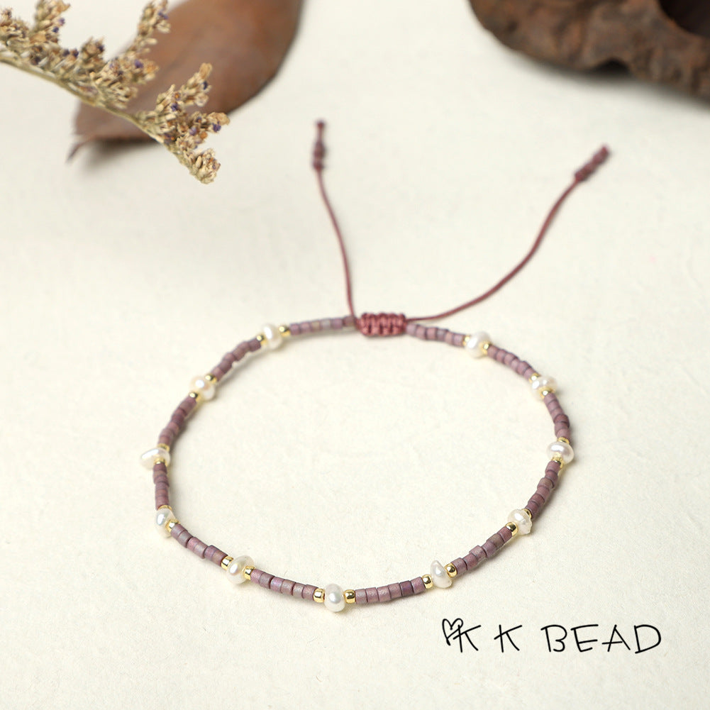 Women's Bead Hand-woven Freshwater Pearl Bohemian Beads Bracelets