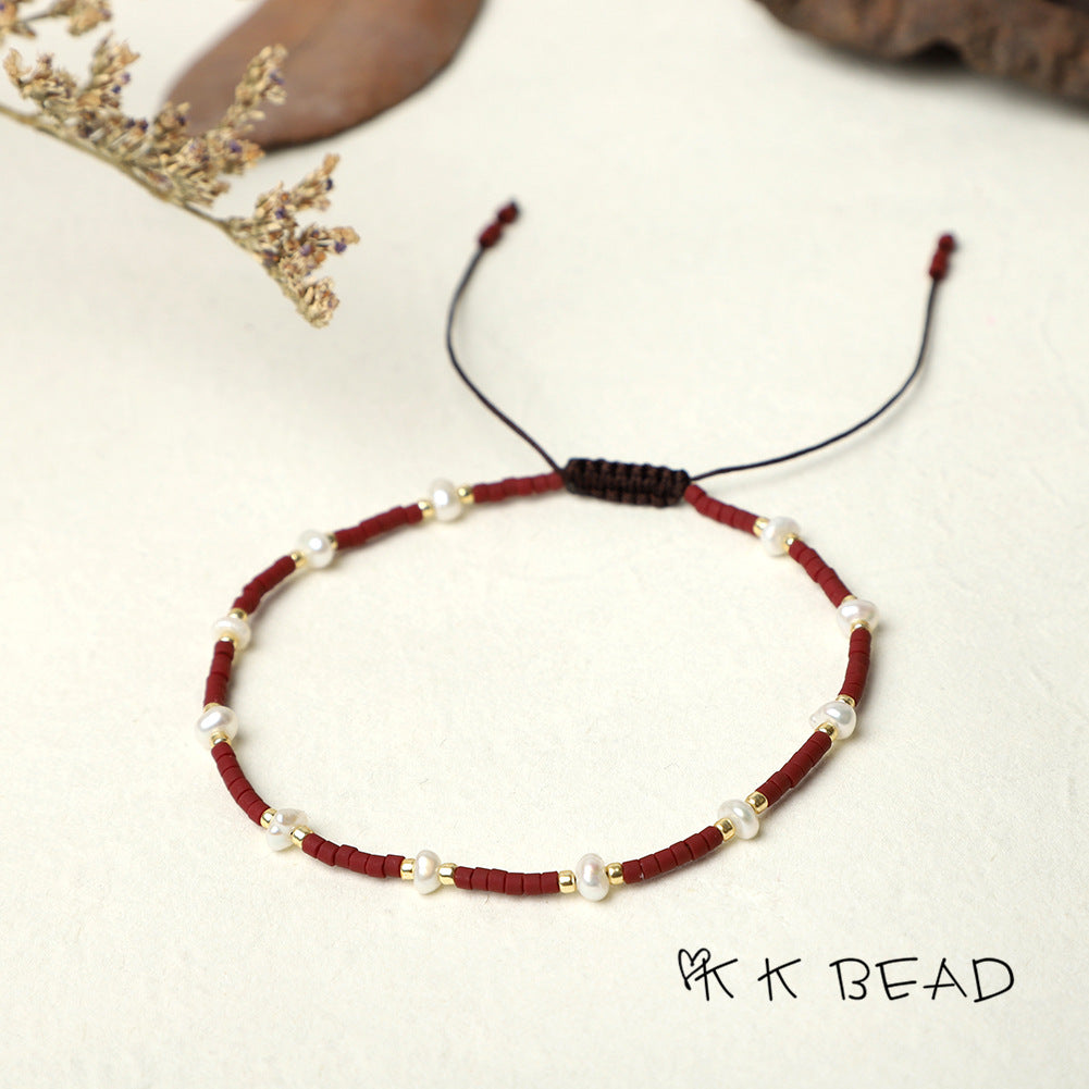 Women's Bead Hand-woven Freshwater Pearl Bohemian Beads Bracelets