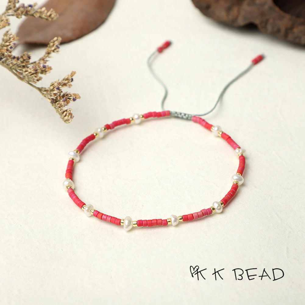 Women's Bead Hand-woven Freshwater Pearl Bohemian Beads Bracelets