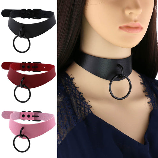 Leather Neckband Street Shooting Nightclub O-shaped Neck Band Bandana Rings