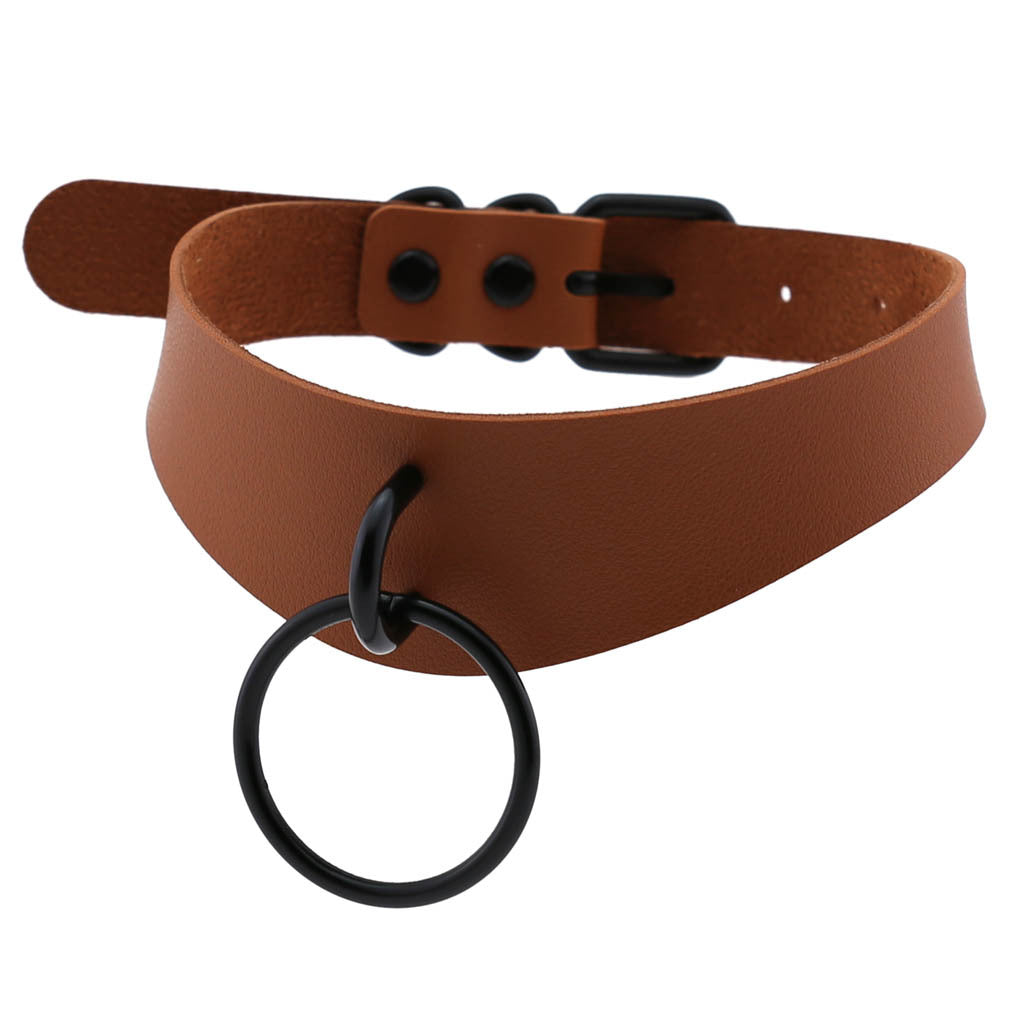 Leather Neckband Street Shooting Nightclub O-shaped Neck Band Bandana Rings