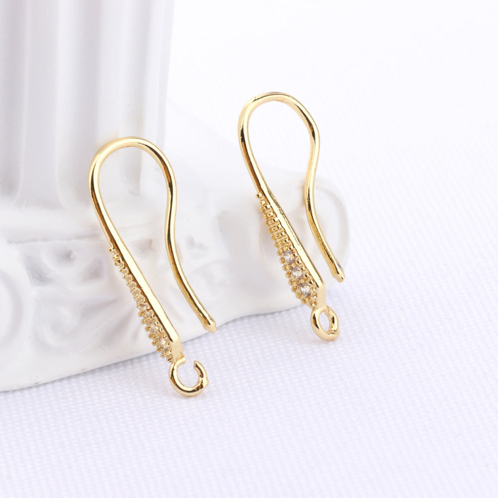 Women's Copper Plating Fashion Minimalism Handmade Inlaid Zircon Pearl Ear Hook