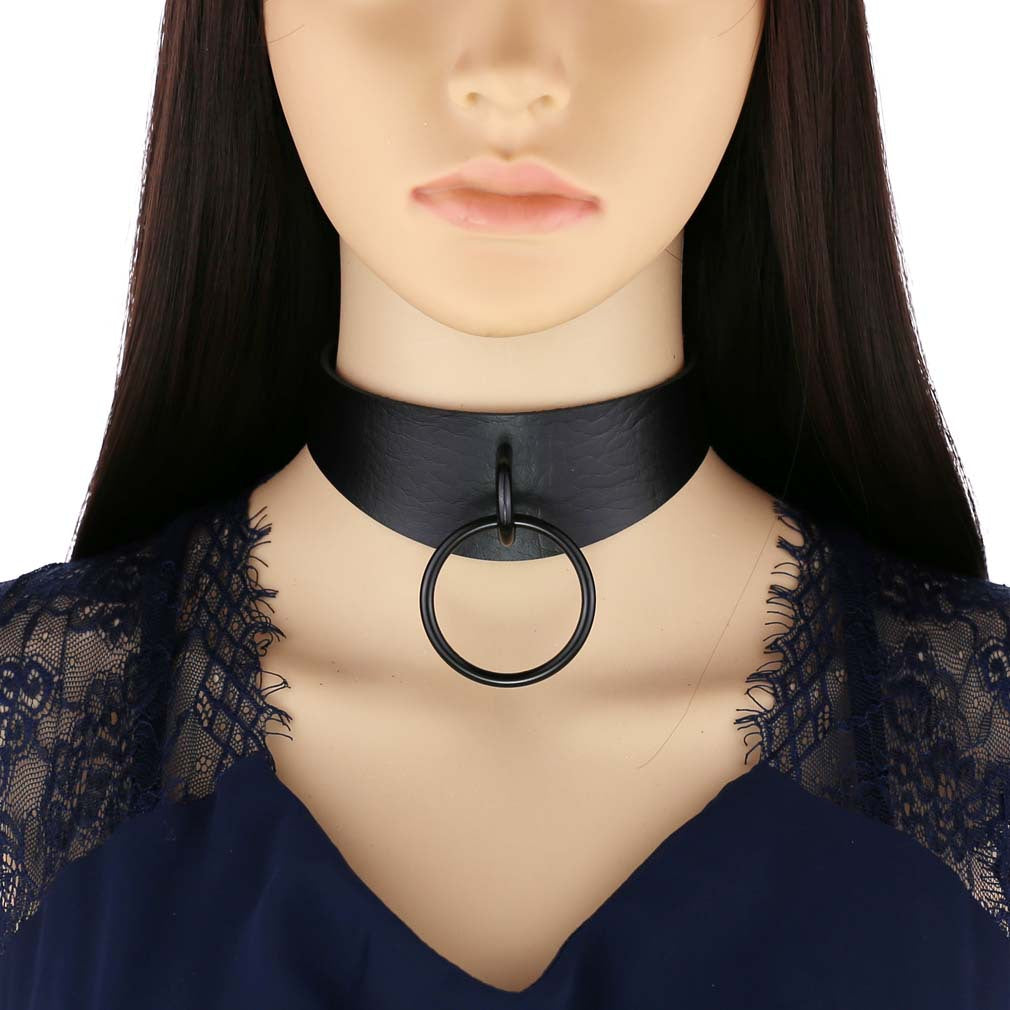 Leather Neckband Street Shooting Nightclub O-shaped Neck Band Bandana Rings