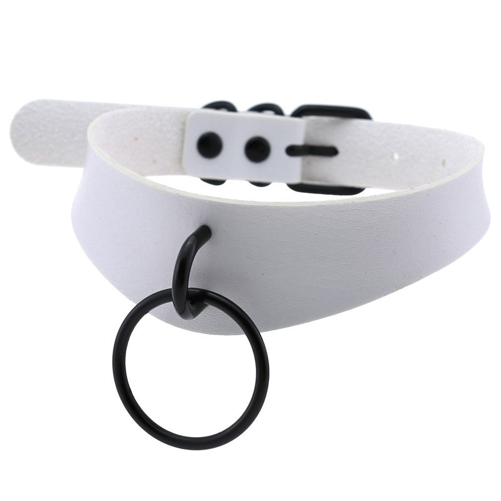 Leather Neckband Street Shooting Nightclub O-shaped Neck Band Bandana Rings