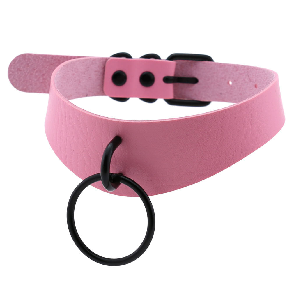 Leather Neckband Street Shooting Nightclub O-shaped Neck Band Bandana Rings