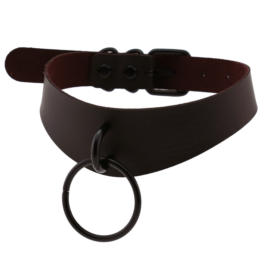 Leather Neckband Street Shooting Nightclub O-shaped Neck Band Bandana Rings