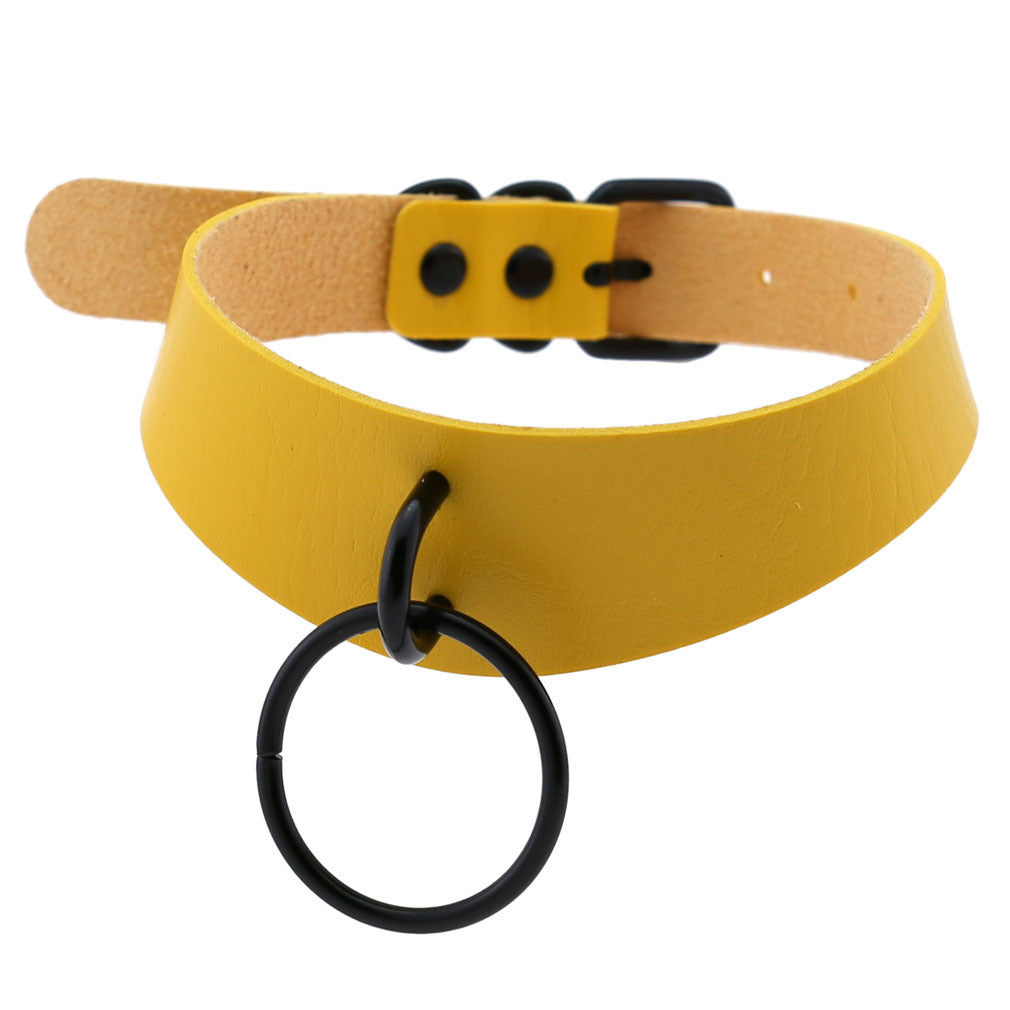 Leather Neckband Street Shooting Nightclub O-shaped Neck Band Bandana Rings