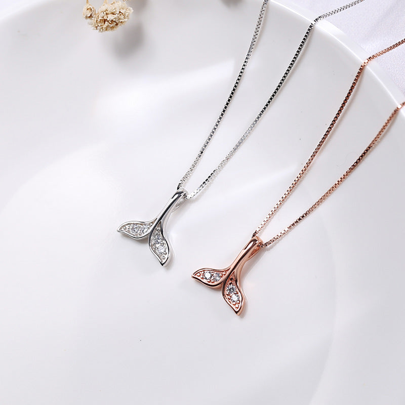 Fishtail Sterling Sier Korean Style Whale Tail Necklaces