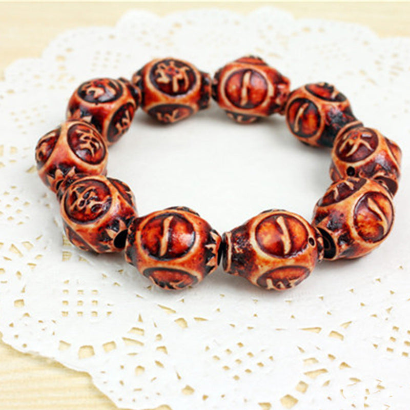 The Dragon Phoenix Life Safety Beaded Antique Imitation Yak Bone Bracelets