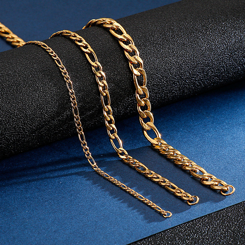 Men's Titanium Steel Gold-plated Stainless Chain Necklaces
