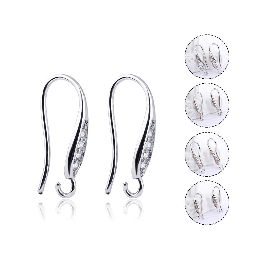 Women's Copper Plating Fashion Minimalism Handmade Inlaid Zircon Pearl Ear Hook