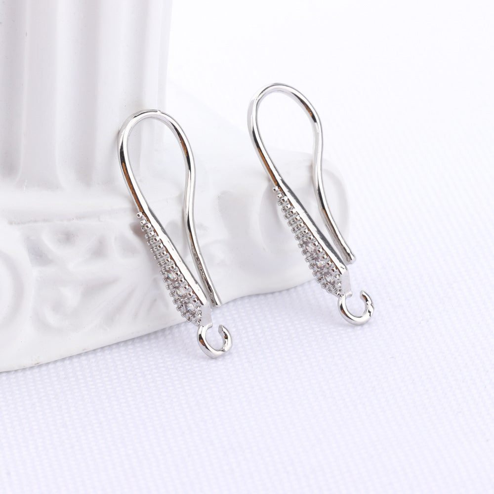 Women's Copper Plating Fashion Minimalism Handmade Inlaid Zircon Pearl Ear Hook