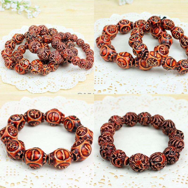 The Dragon Phoenix Life Safety Beaded Antique Imitation Yak Bone Bracelets