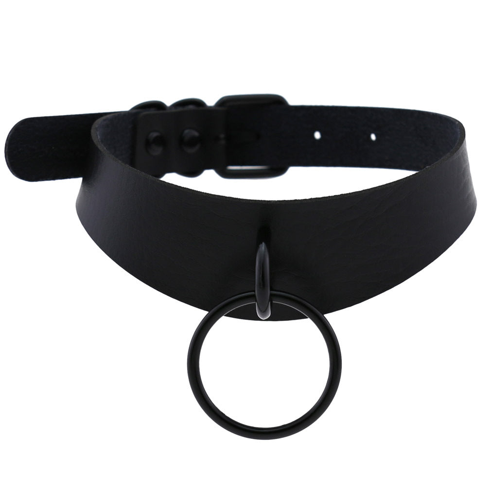 Leather Neckband Street Shooting Nightclub O-shaped Neck Band Bandana Rings