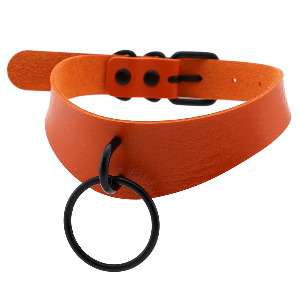 Leather Neckband Street Shooting Nightclub O-shaped Neck Band Bandana Rings