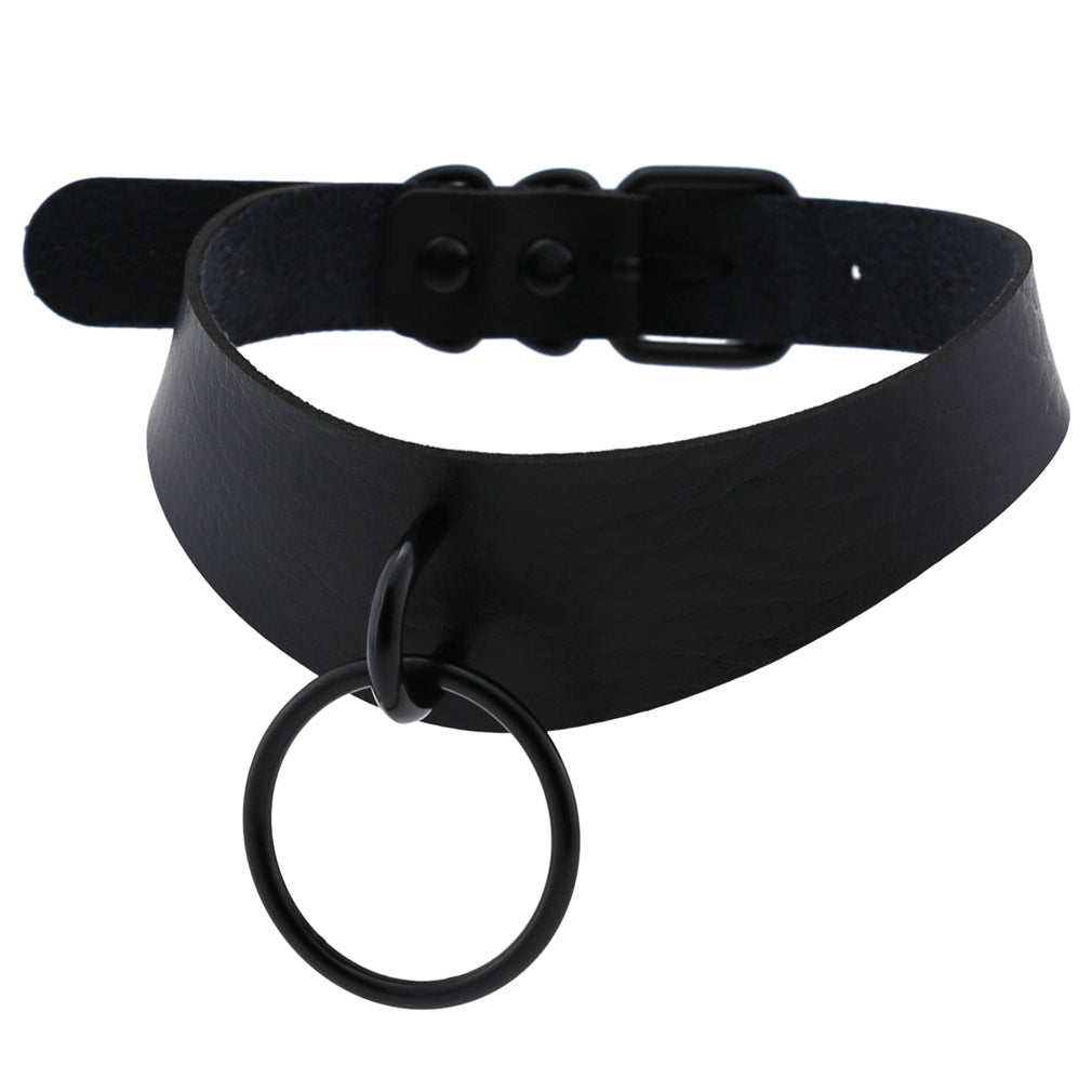 Leather Neckband Street Shooting Nightclub O-shaped Neck Band Bandana Rings
