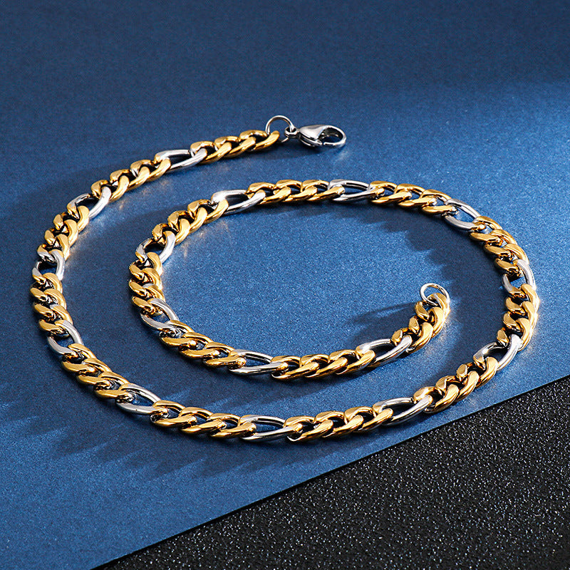 Men's Titanium Steel Gold-plated Stainless Chain Necklaces
