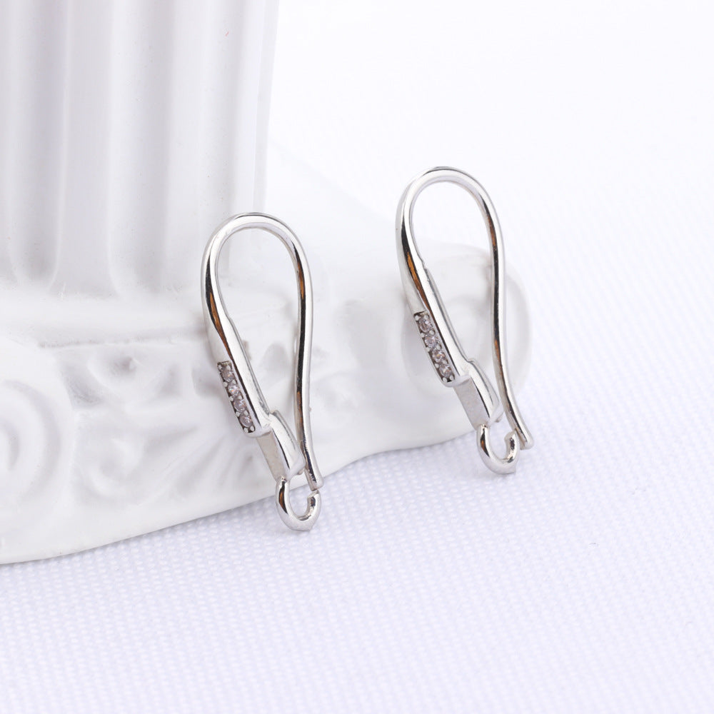 Women's Copper Plating Fashion Minimalism Handmade Inlaid Zircon Pearl Ear Hook