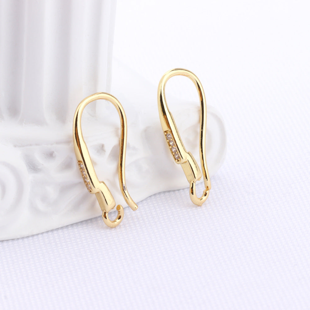 Women's Copper Plating Fashion Minimalism Handmade Inlaid Zircon Pearl Ear Hook