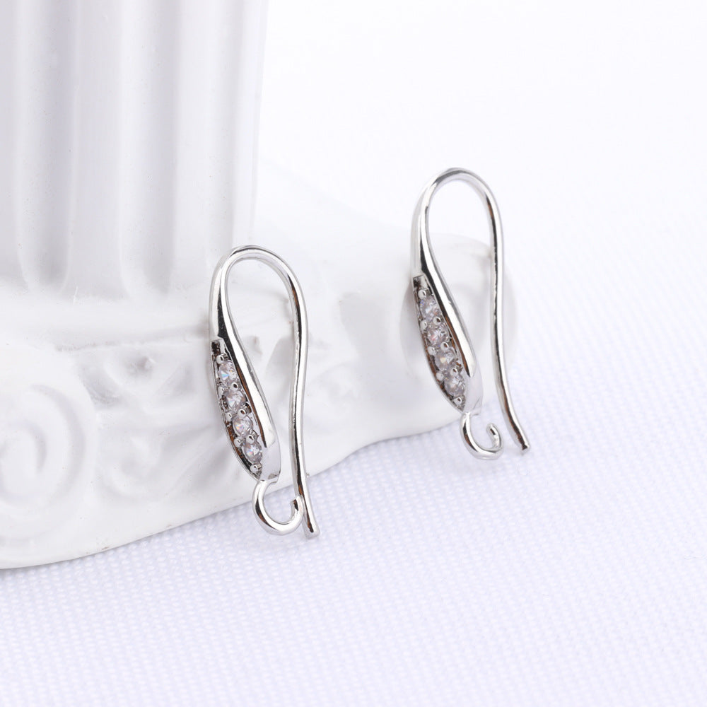 Women's Copper Plating Fashion Minimalism Handmade Inlaid Zircon Pearl Ear Hook