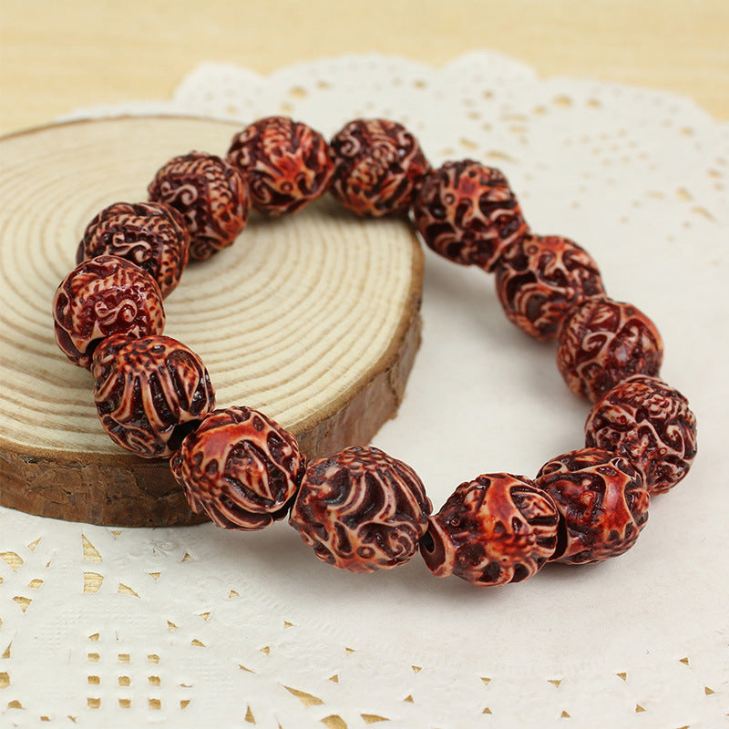 The Dragon Phoenix Life Safety Beaded Antique Imitation Yak Bone Bracelets