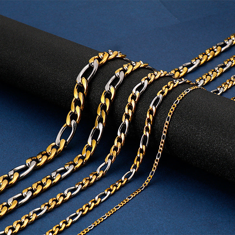 Men's Titanium Steel Gold-plated Stainless Chain Necklaces