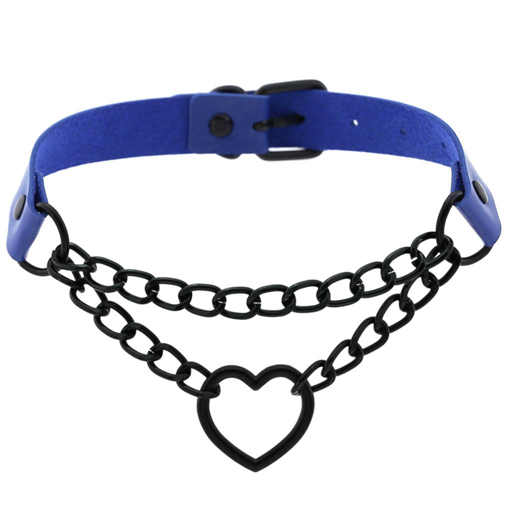 Black Chain Neckband Fashion Leather Love Heart Collar