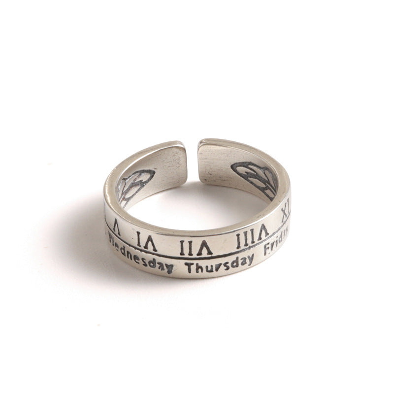 Sier Roman Numerals Thai Open Index Finger Female Fashion Style Rings
