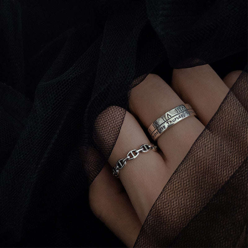 Sier Roman Numerals Thai Open Index Finger Female Fashion Style Rings