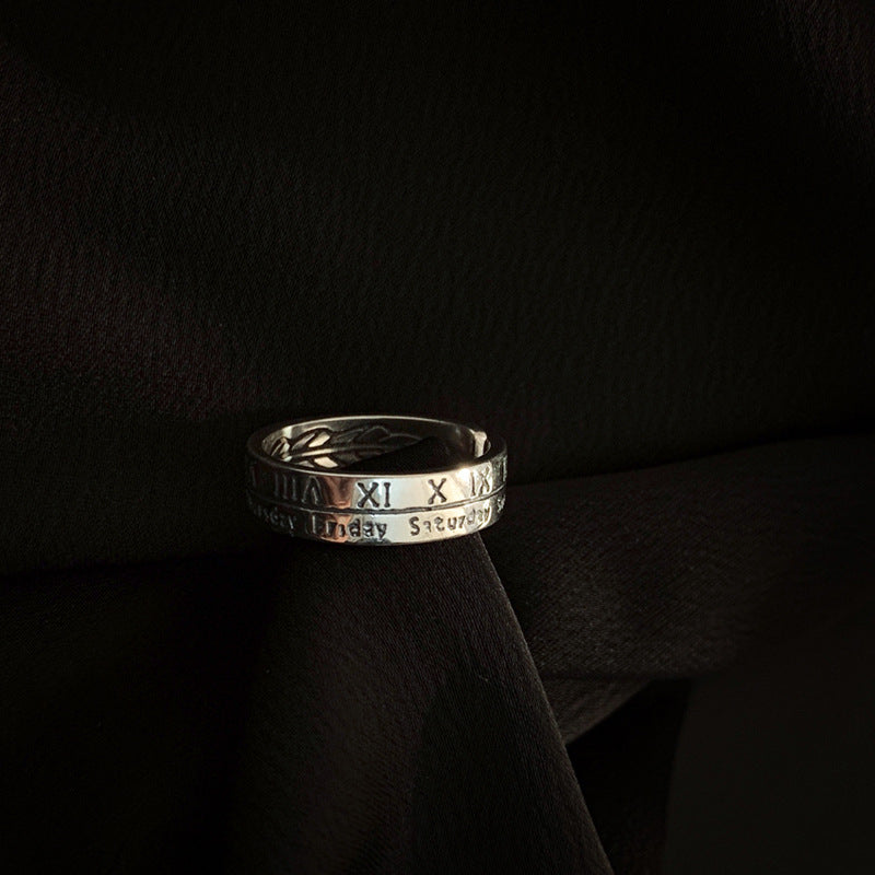 Sier Roman Numerals Thai Open Index Finger Female Fashion Style Rings