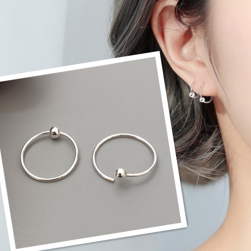 Women's & Men's Sier Popular Fashion Simple Temperament Round Earrings