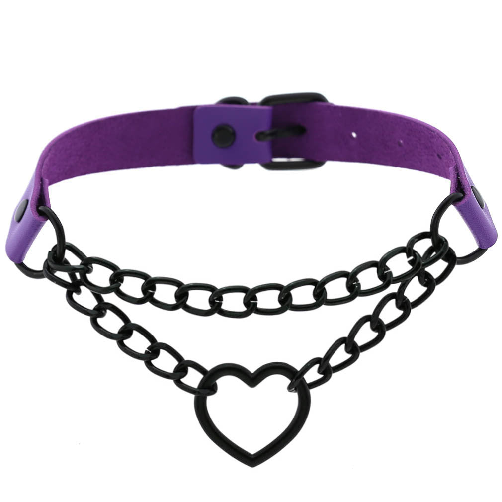 Black Chain Neckband Fashion Leather Love Heart Collar