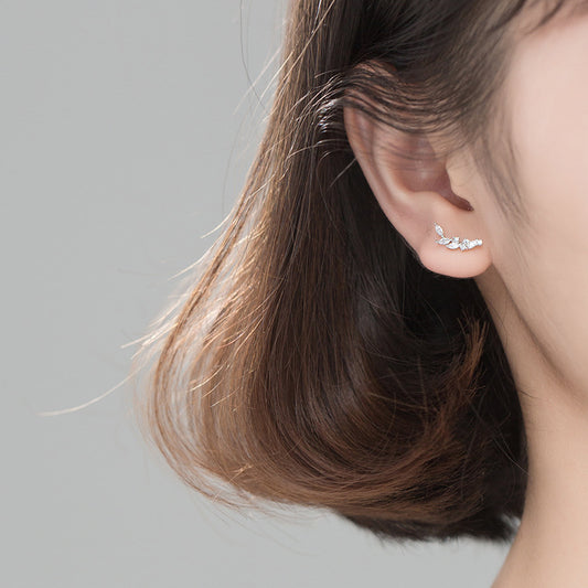 Women's Sterling Sier Shiny Laurel Flower For Earrings