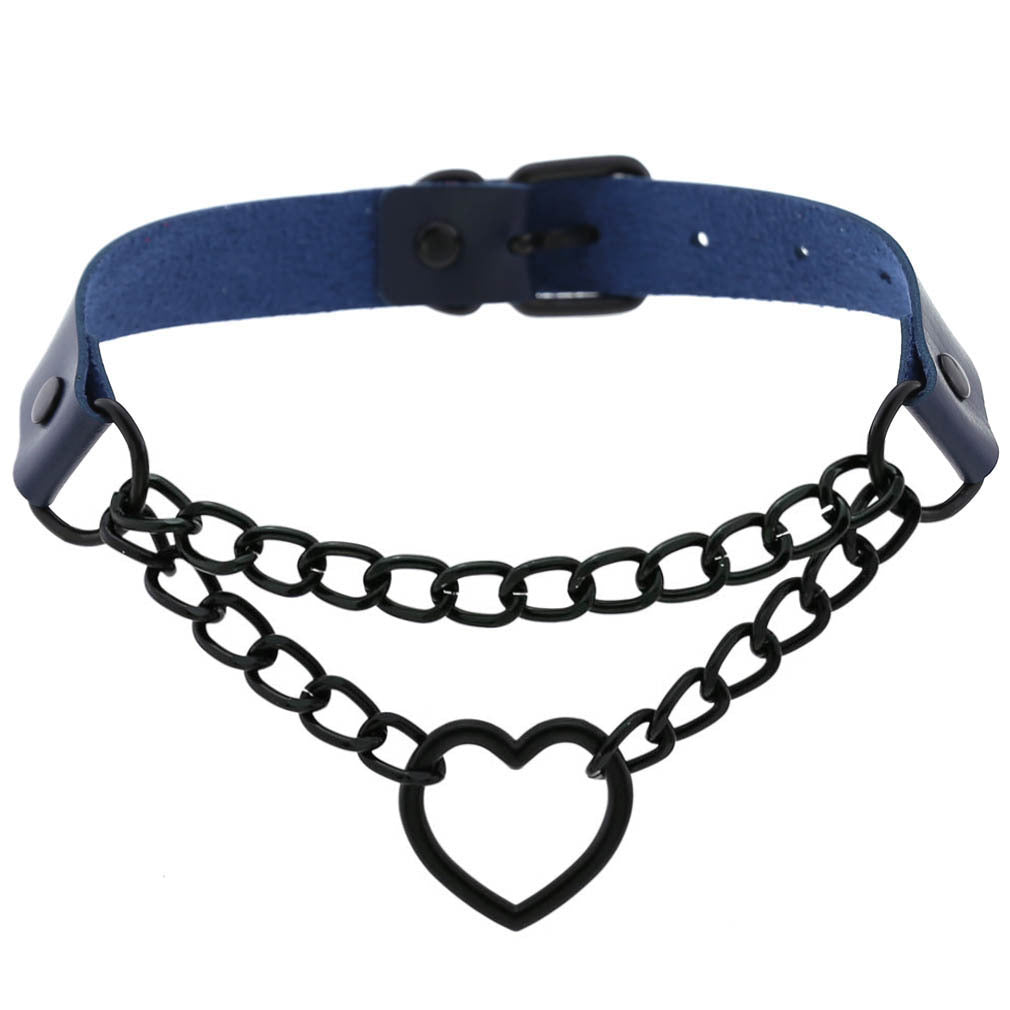 Black Chain Neckband Fashion Leather Love Heart Collar
