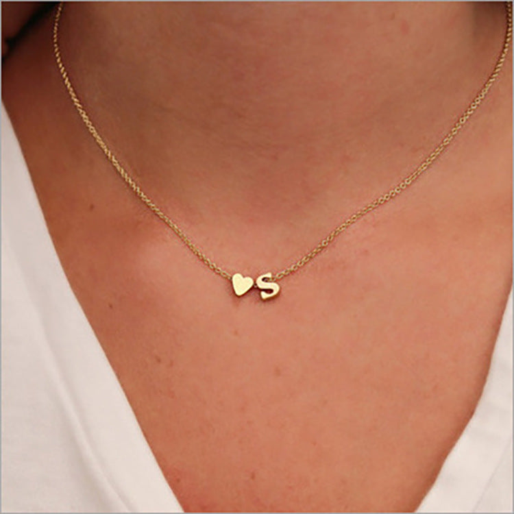Fashion Peach Heart Single-layer Letter Female Necklaces